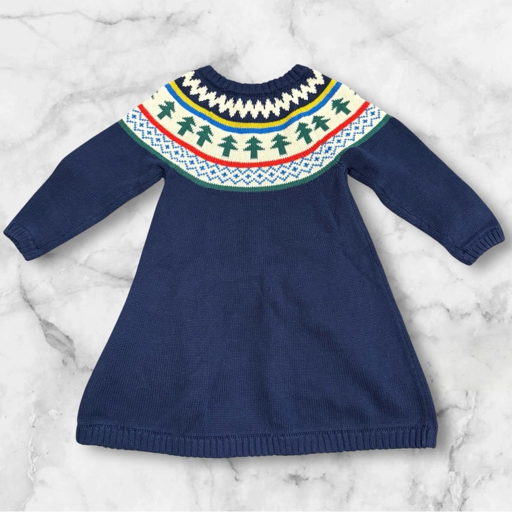 Hanna Andersson Winter Solstice Fairisle Christmas Tree Sweater Dress Size 2T - Picture 3 of 5